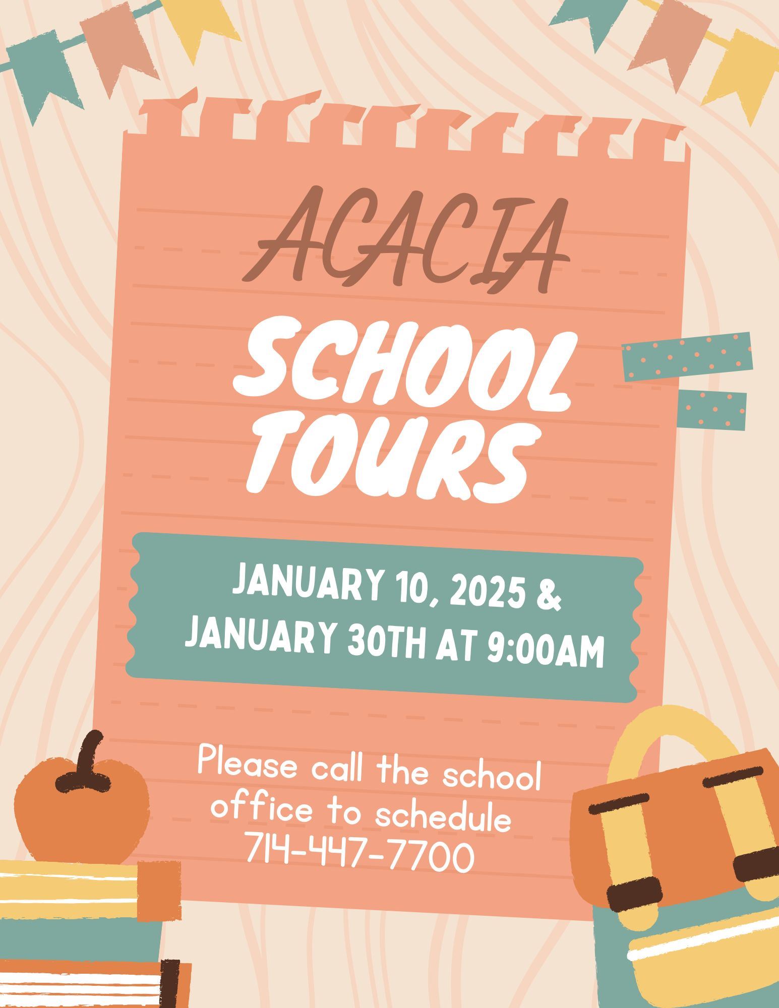  School Tours January 10th & 30th @ 9:00am